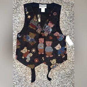 Vintage Denim Republic Tapestry Bear Design Childs Vest with Original Tags